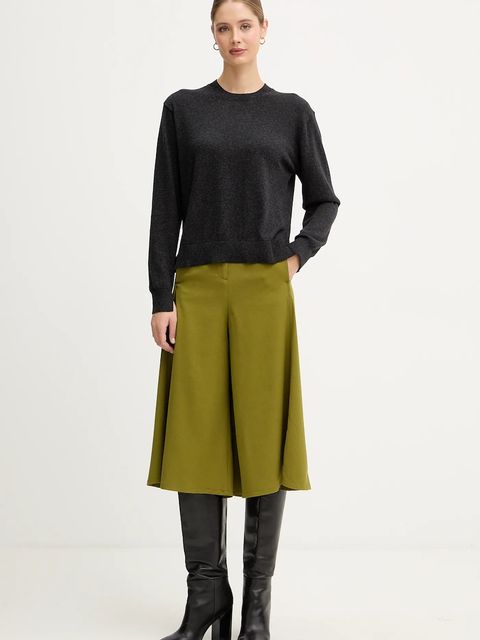 United Colors of Benetton spodnie z domieszką wełny damskie kolor zielony szerokie high waist 4YVXDF0A9 - zdjęcie produktu nr 2