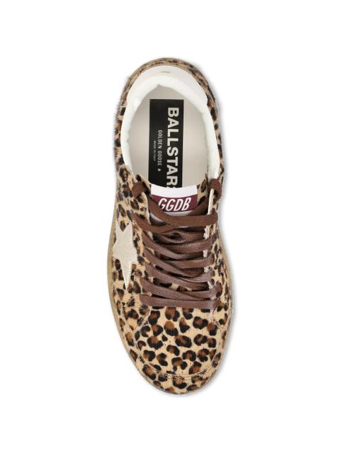 Golden Goose star leopard leather trainers - Brown