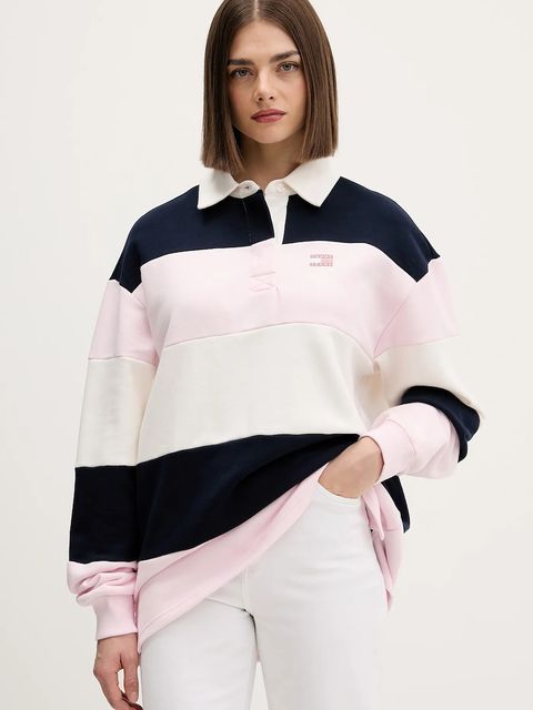 Tommy Jeans bluza bawełniana damska kolor różowy wzorzysta DW0DW21927 - zdjęcie produktu nr 1