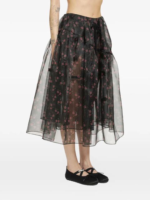Simone Rocha floral-embroidered skirt - Black - zdjęcie produktu nr 2
