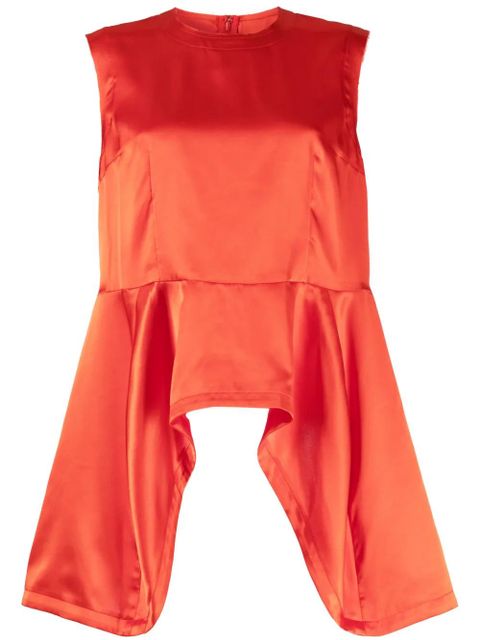 Comme Des Garçons asymmetric-hem satin top - Red - zdjęcie produktu nr 1