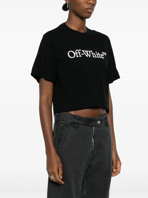 Off-White Bookish logo-print cropped T-shirt - Black