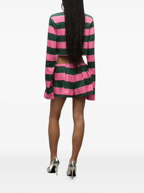 AREA embroidered stripe cropped polo top - Pink