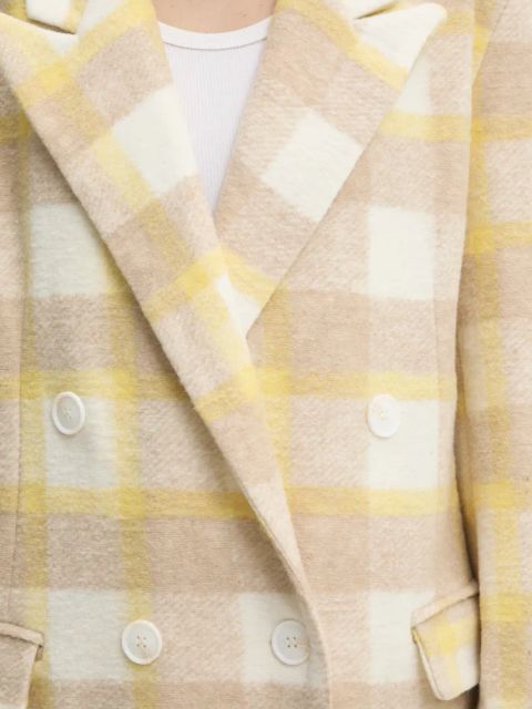 Answear.LAB płaszcz z wełną damski kolor żółty przejściowy dwurzędowy