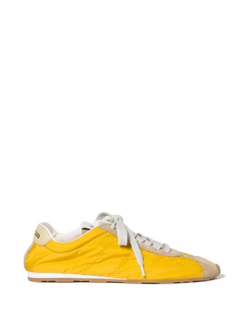 Miu Miu Plume technical fabric and suede sneakers - Yellow - zdjęcie produktu nr 1
