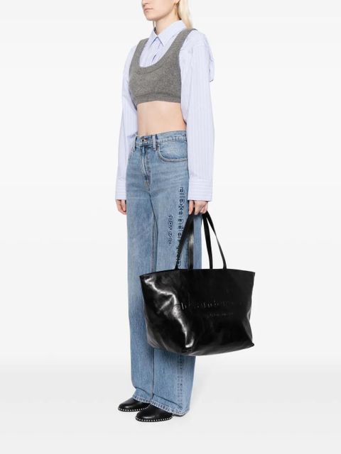 Alexander Wang Punch logo-embossed leather tote bag - Black