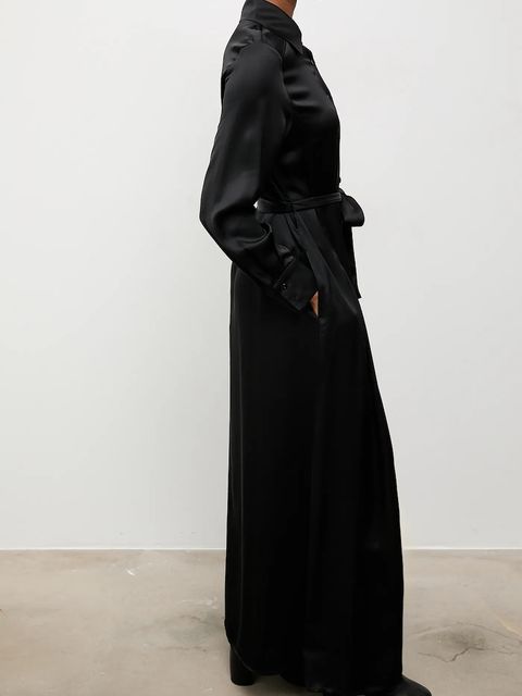 Answear.LAB sukienka kolor czarny maxi rozkloszowana