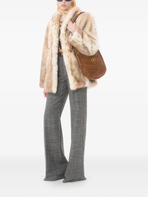 Valentino Garavani chevron-pattern stud-detail shoulder bag - Brown