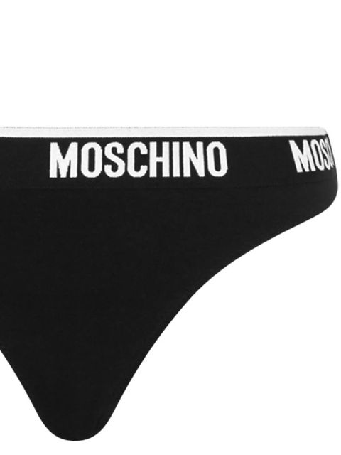 Moschino logo-waistband two-tone thong - Black - zdjęcie produktu nr 2