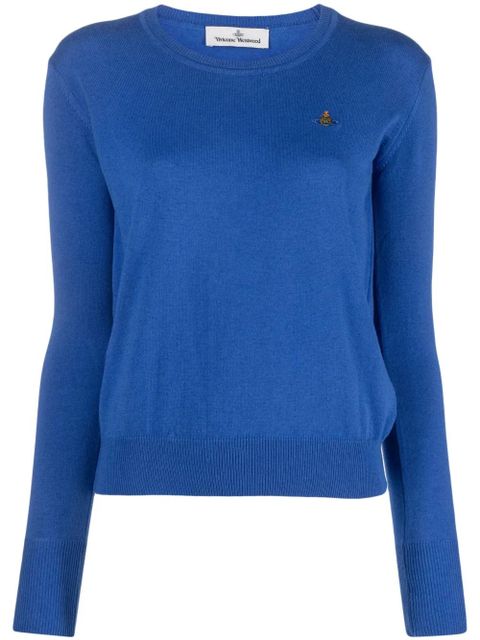 Vivienne Westwood Orb-embroidered cotton-cashmere jumper - Blue - zdjęcie produktu nr 1