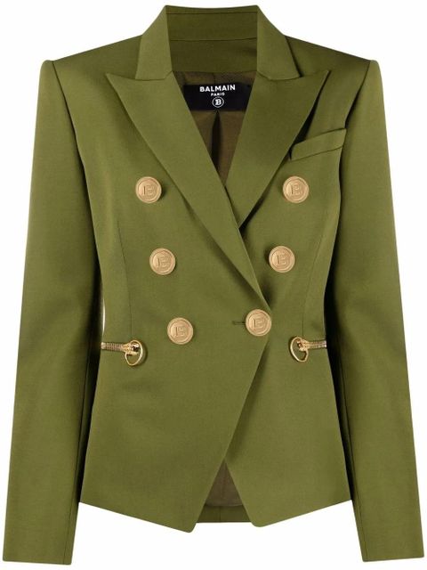 Balmain button-front peak-lapel blazer - Green - zdjęcie produktu nr 1