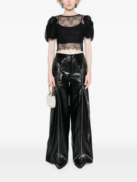 ROTATE BIRGER CHRISTENSEN puff-sleeves lace blouse - Black