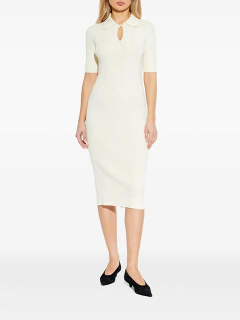 Jil Sander keyhole ribbed midi dress - Neutrals
