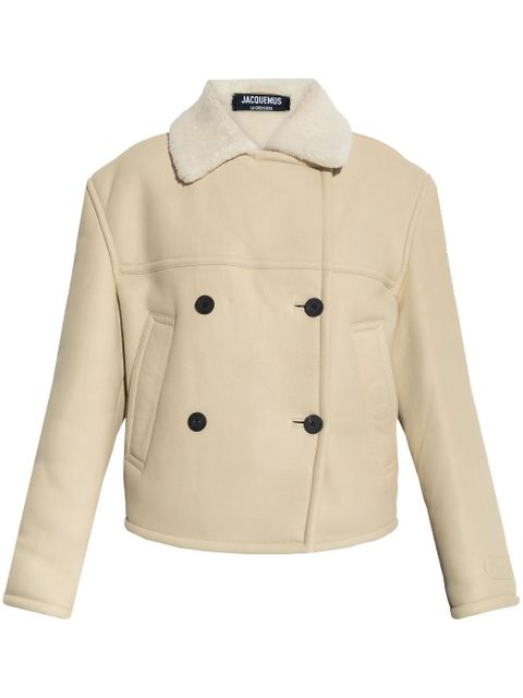 Jacquemus double-breasted shearling jacket - Neutrals - zdjęcie produktu nr 1