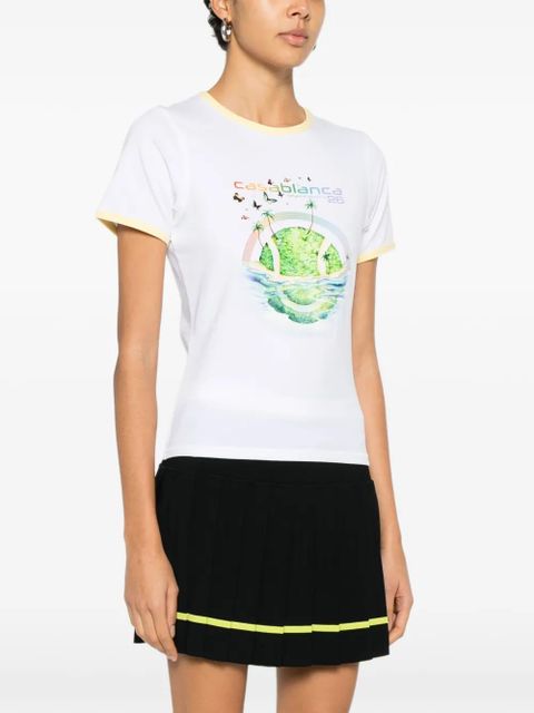 Casablanca Longline Ringer graphic-print T-shirt - White