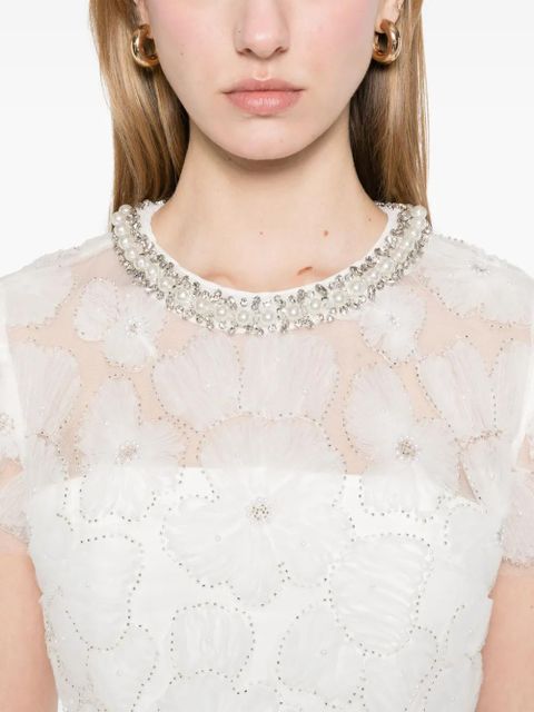 Self-Portrait embellished tulle midi dress - White - zdjęcie produktu nr 2