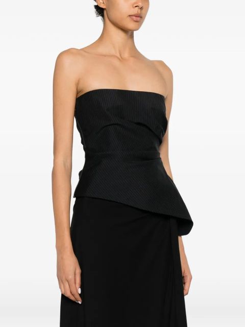 Alexander McQueen pinstripe asymmetric top - Blue