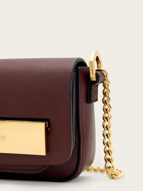 AllSaints torebka skórzana ETTA kolor bordowy W340XD