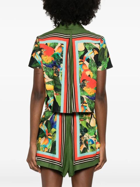 FARM Rio toucan-print short-sleeve shirt - Green