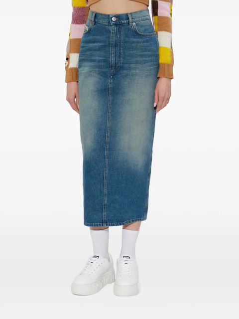 Moschino logo-label midi skirt - Blue