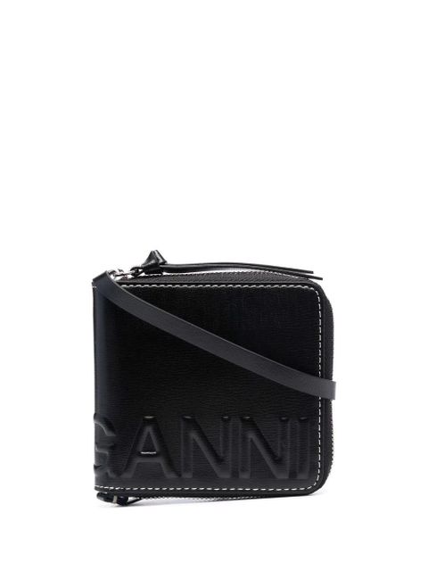 GANNI logo-embossed recycled-leather wallet - Black - zdjęcie produktu nr 1