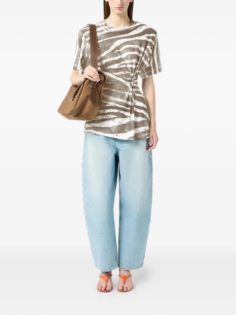 Blumarine dolphin-brooch printed T-shirt - Brown