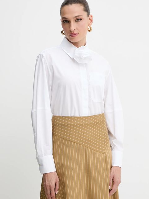 Marella koszula bawełniana damska kolor biały regular z kołnierzykiem klasycznym 2523116084200 - zdjęcie produktu nr 1