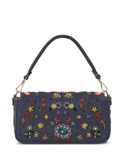 FENDI medium Baguette floral-motif shoulder bag - Blue - zdjęcie produktu nr 2