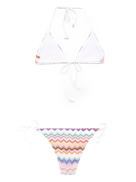 Missoni chevron-pattern tie bikini - White - zdjęcie produktu nr 2