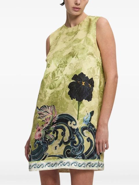 ALEMAIS Rochester floral-print shift mini dress - Green