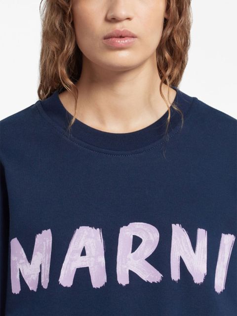Marni logo-print cotton sweatshirt - Blue