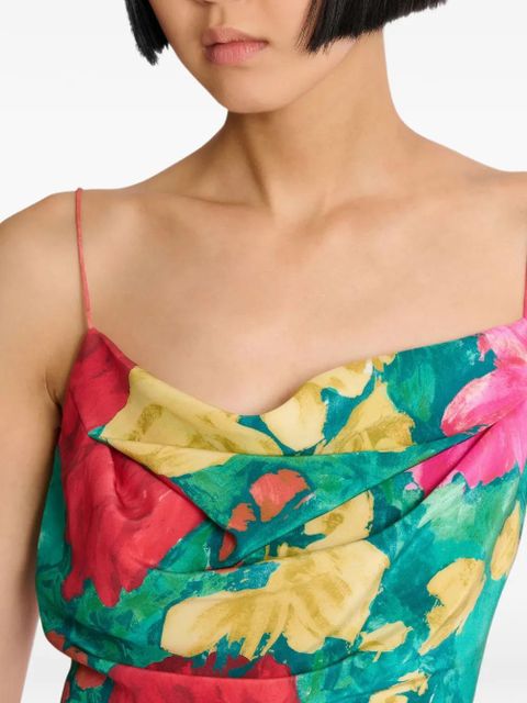 Balmain rose-print tank top - Green