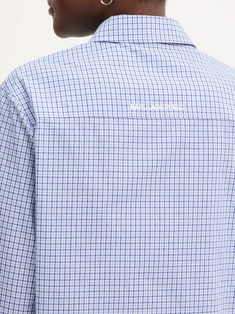 Karl Lagerfeld koszula bawełniana IKON damska kolor niebieski regular z kołnierzykiem klasycznym B1W11020