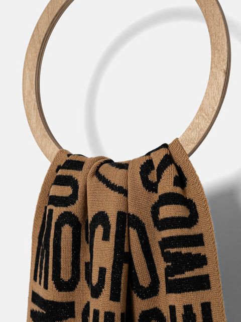 Moschino szalik z dodatkiem wełny kolor brązowy wzorzysty M2966 30623 - zdjęcie produktu nr 2