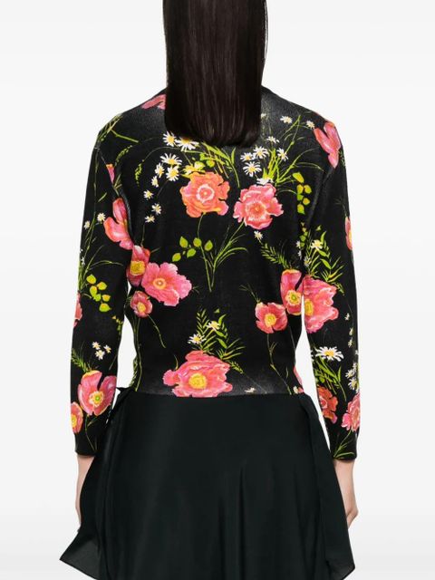 Balenciaga floral-print wool cardigan - Black