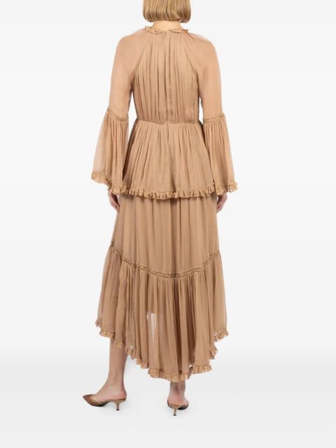 ZIMMERMANN Hypnotic asymmetric-hem midi dress - Neutrals - zdjęcie produktu nr 2