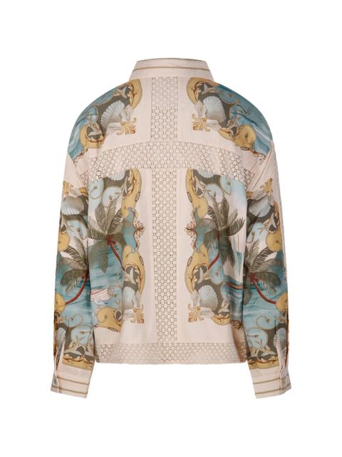 FARM Rio graphic-print crochet-panel shirt - Neutrals - zdjęcie produktu nr 2