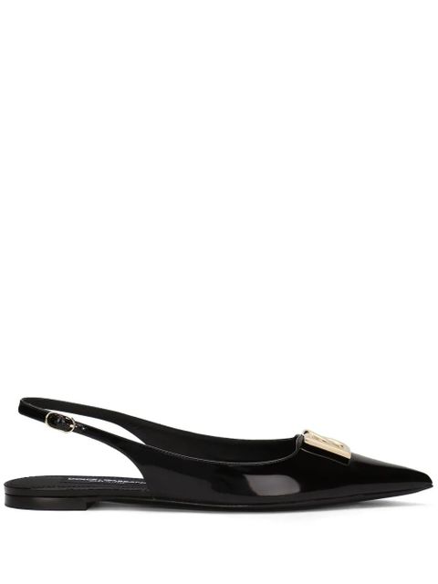 Dolce & Gabbana DG logo-plaque slingback ballerina shoes - Black - zdjęcie produktu nr 1