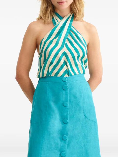 ERES striped-pattern halterneck top - Blue