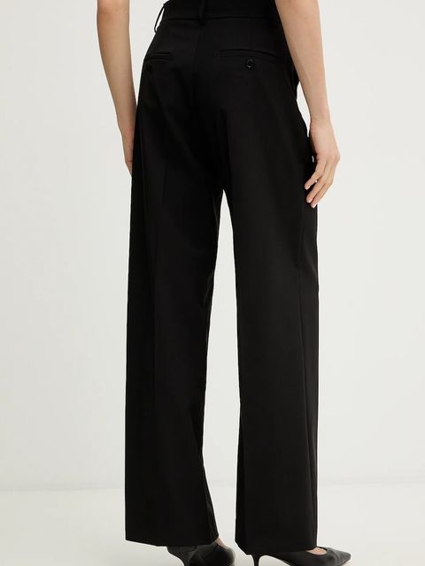 Weekend Max Mara spodnie wełniane VISIVO damskie kolor czarny proste high waist 2615131041600 - zdjęcie produktu nr 2