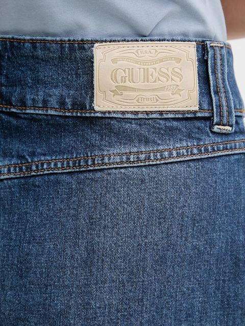 Guess spódnica jeansowa SKYLA kolor granatowy midi prosta W5YD63 D5QP3