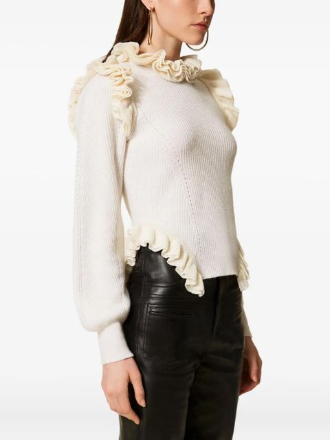TWINSET ruffled-trim jumper - Neutrals