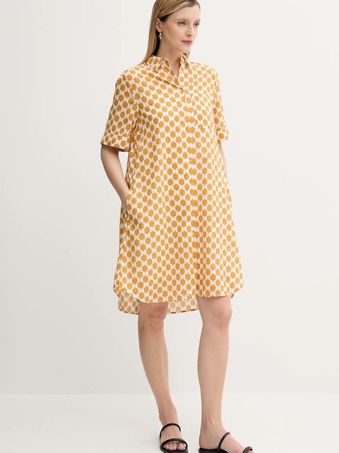 Marc O'Polo sukienka bawełniana kolor żółty mini prosta 516080921241 - zdjęcie produktu nr 2