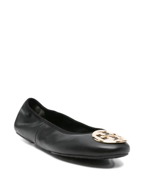 Tory Burch logo-plaque leather ballet flats - Black - zdjęcie produktu nr 2