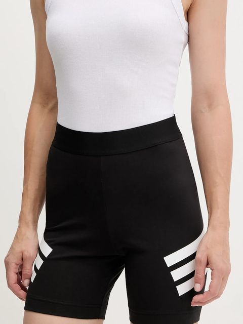 adidas szorty Future Icons 3-Stripes damskie kolor czarny z nadrukiem high waist JE0164 - zdjęcie produktu nr 1