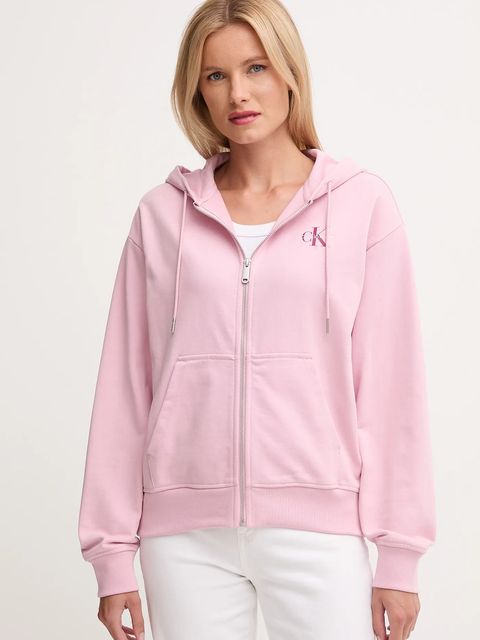 Calvin Klein Jeans bluza damska kolor różowy z kapturem z nadrukiem LV047B270G - zdjęcie produktu nr 1
