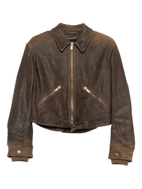 Golden Goose zip-up leather jacket - Brown - zdjęcie produktu nr 1