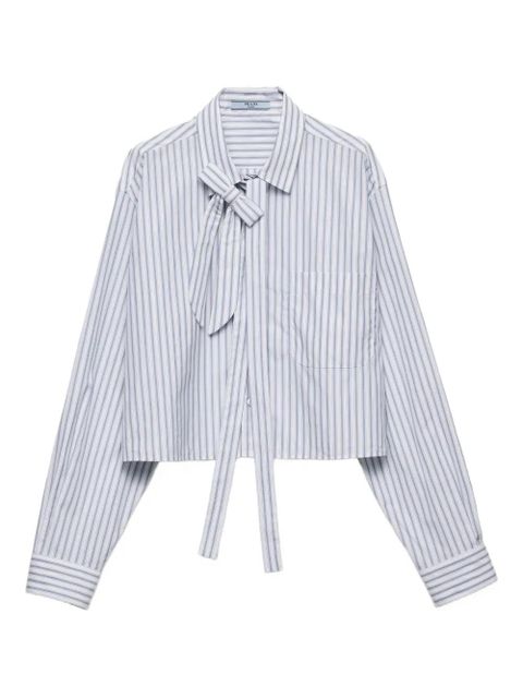 Prada striped tie-neck shirt - Blue - zdjęcie produktu nr 1