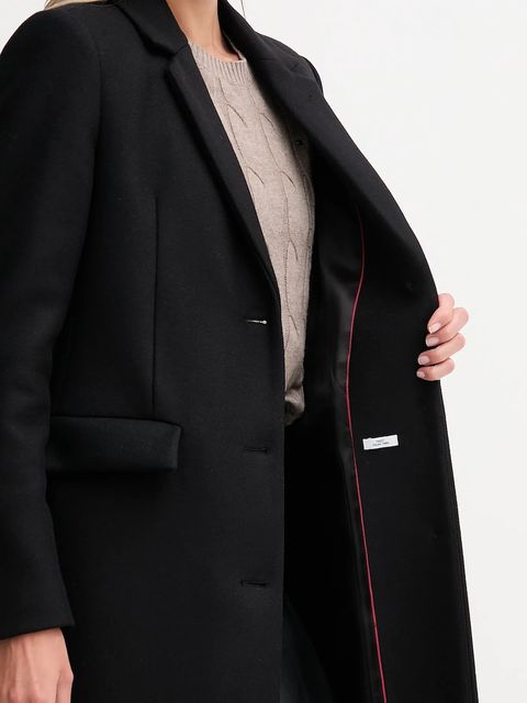 Tommy Hilfiger płaszcz z dodatkiem wełny kolor czarny WW0WW47445