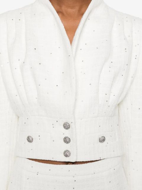 Alessandra Rich embellished-button cropped jacket - White